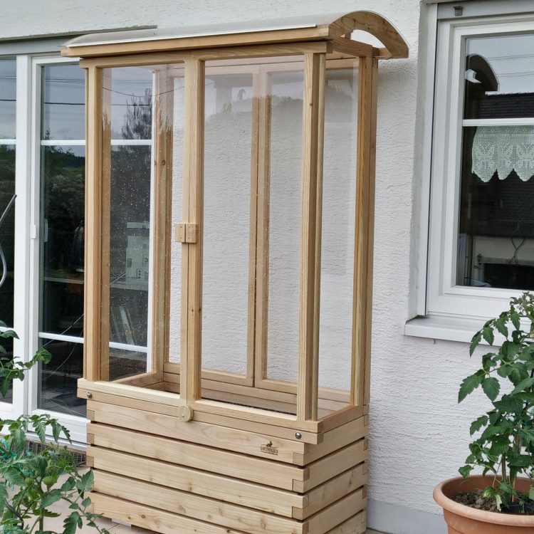 Tomatenhaus auf Pflanzkasten für Balkon und Terrasse, 100cm Länge